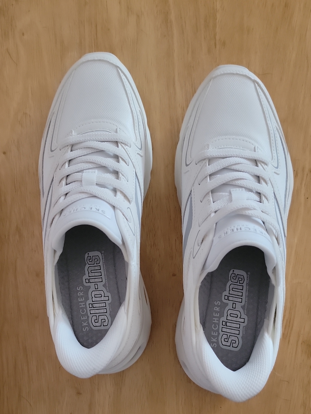 Skechers White Light Gray Slip-ins Walking Casual Sporty Sneakers Shoes Slip-on - Picture 4 of 8